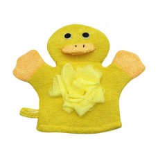 כפפה מעוצבת עם ספוג לרחיצת תינוקות באמבטיה - צורת ברווז צהוב