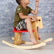 כיסא מתנדנד מעץ לילדים בצורת סוס - גודל 67x25x54 ס