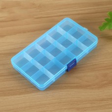 ארגונית פלסטיק 15 תאים עם מכסה לתכשיטים ופריטים קטנים - צבע כחול