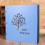 אלבום עץ מעוצב לתמונות ומזכרות עם ספירלה  - צבע כחול