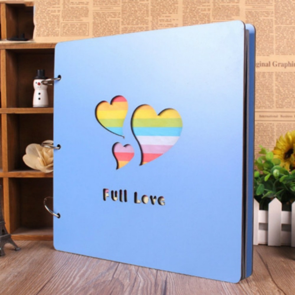 אלבום עץ בצורת לב לתמונות ומזכרות עם ספירלה  - צבע כחול