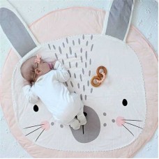 שטיח מעוצב לחדר ילדים ותינוקות זוחלים מכותנה בצורת ארנב- צבע אפור