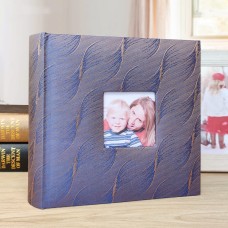 אלבום תמונות משפחתי מעוצב עם כריכה קשיחה 200 כיסים - צבע סגול כחול