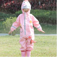 מעיל גשם מעוצב לילדים בסגנון דינוזאור עם כובע גודל S - צבע ורוד