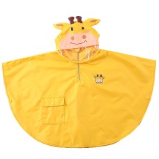 פונצ'ו מעוצב מעיל גשם עם גלימה לילדים וילדות בסגנון תלת מימד - צבע צהוב גודל M