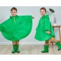 פונצ'ו מעוצב מעיל גשם עם גלימה לילדים וילדות בסגנון תלת מימד - צבע ירוק גודל M