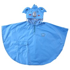 פונצ'ו מעוצב מעיל גשם עם גלימה לילדים וילדות בסגנון תלת מימד - צבע כחול גודל M