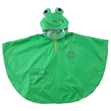 פונצ'ו מעוצב מעיל גשם עם גלימה לילדים וילדות בסגנון תלת מימד - צבע ירוק גודל L