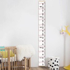 סרגל גדול ומעוצב לתלייה על הקיר למדידת גובה הילדים ולקישוט - סגנון גל ורוד