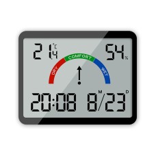 שעון מעורר דיגיטלי מסך LCD כולל תאריך, מד לחות וטמפרטורה בחדר - צבע שחור