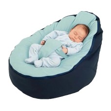 כיסוי מעוצב לספת תינוק עם רצועת בטיחות ללא מילוי - צבע כחול