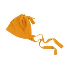 כובע אלסטי מפנק לתינוק עם שרוך לקשירה - צבע צהוב