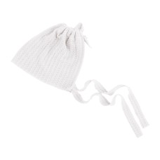 כובע אלסטי מפנק לתינוק עם שרוך לקשירה - צבע לבן