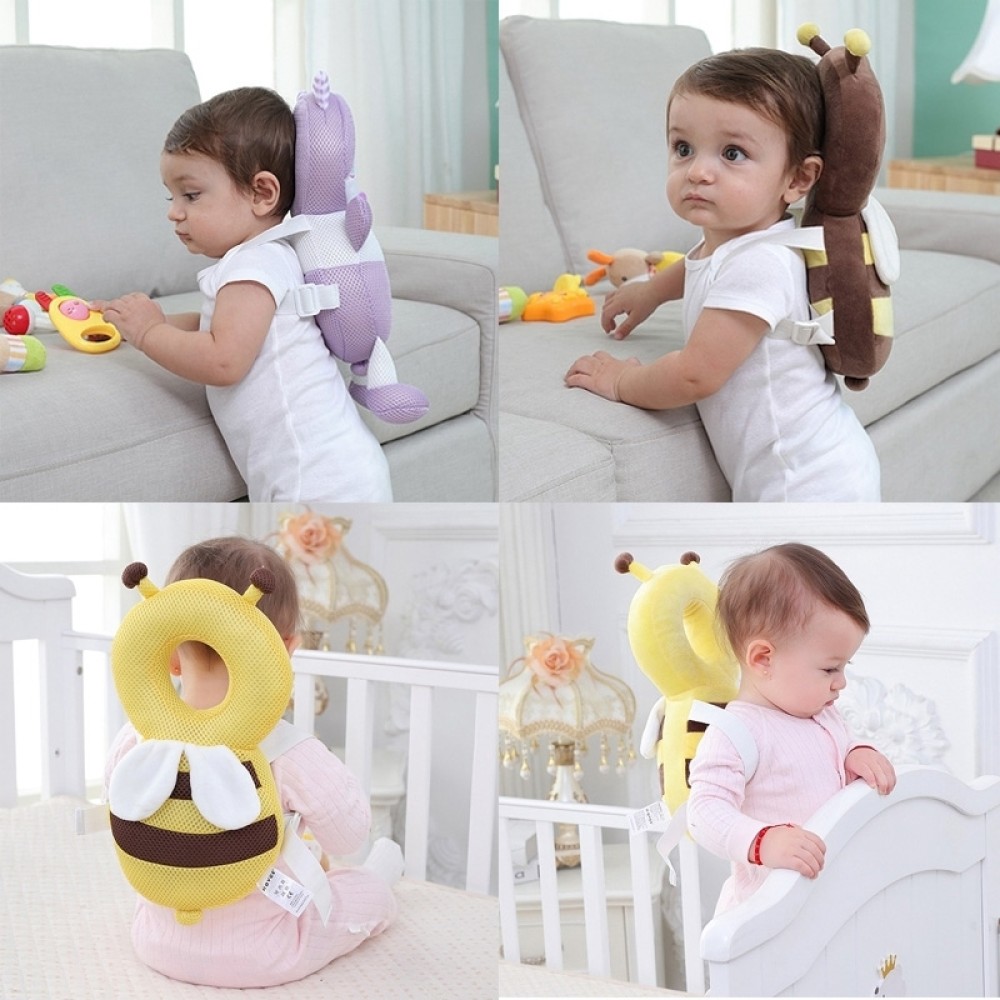 כרית גב לתינוקות עם רצועות להגנה על הראש מעוצבת בסגנון דבורה