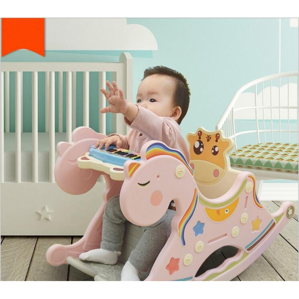 כיסא נדנדה מעוצב לתינוק בסגנון סוס - צבע ורוד