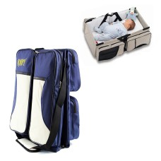 מיטת תינוק מתקפלת וניידת עם תאי אחסון מושלם לטיולים - צבע כחול כהה