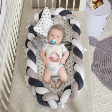 מגן למיטה לתינוקות רכים עד גיל שנה מבד כותנה נעים - צבע קפה לבן ושחור