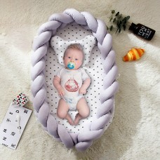 מגן למיטה לתינוקות רכים עד גיל שנה מבד כותנה נעים - צבע אפור בהיר