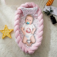 מגן למיטה לתינוקות רכים עד גיל שנה מבד כותנה נעים - צבע ורוד