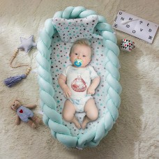 מגן למיטה לתינוקות רכים עד גיל שנה מבד כותנה נעים - צבע כחול בהיר