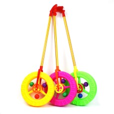 צעצוע צבעוני לתינוקות מקל אחיזה עם גלגל - צבע אקראי