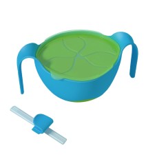 קערת מזון לילדים 3 ב-1 רב שימושית עם קערה ומכסה נגד דליפות - צבע כחול