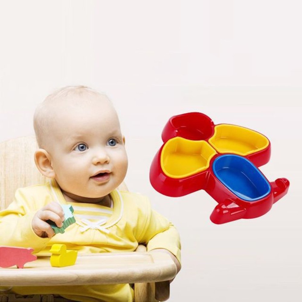 קערת מזון לילדים מפלסטיק תאי חלוקה נפרדים מעוצבת בסגנון מטוס - צבע ירוק