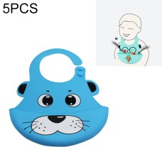 סינר סיליקון לתינוקות גמיש ואטום נגד מים - סגנון כלב כחול