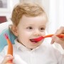 סט מזלג וכף לתינוקות מעוצב בצורה התומכת באכילה נכונה - צבע אדום