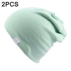 2 יחידות כובע כותנה מפנק לתינוק מתאים לימי החורף - ירוק בהיר