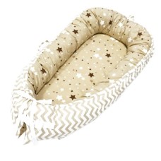 מיטת תינוק נשלפת רכה ובטוחה עשויה מכותנה רב שימושית - בסגנון כוכבים בז'