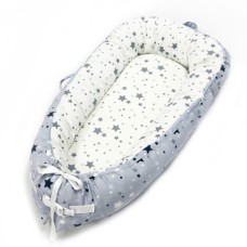 מיטת תינוק נשלפת רכה ובטוחה עשויה מכותנה רב שימושית - בסגנון כוכבים תכלת