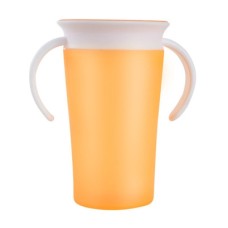 כוס שתייה מסתובבת 360 לתינוקות עם ידיות כפולות לאחיזה נוחה - צבע צהוב