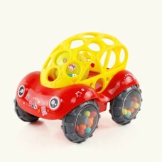 משחק לתינוקות מכונית פלסטיק רכה משולבת עם כדורים צבועניים - צבע אדום