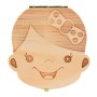 קופסת אחסון מעץ לאחסון שיני תינוקות כמזכרת - שפה צרפתית בנות