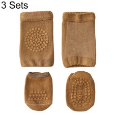 סט גרביים וברכיות להגנה מפני החלקה לתינוקות גיל 0-1 - צבע חום
