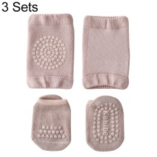 סט גרביים וברכיות להגנה מפני החלקה לתינוקות גיל 0-1 - צבע סגול בהיר