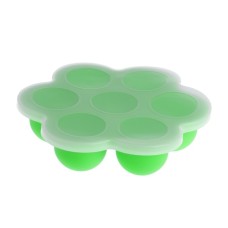 מגש קרח עם 7 תאים לאחסון רב שימושי עשוי סיליקון עם מכסה - צבע ירוק