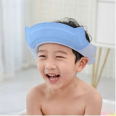 כובע רחצה מסיליקון לילדים להגנה על הפנים מפני שמפו - צבע כחול