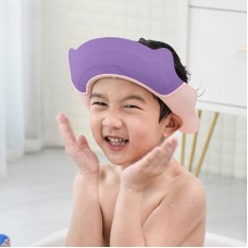 כובע רחצה מסיליקון לילדים להגנה על הפנים מפני שמפו - צבע סגול