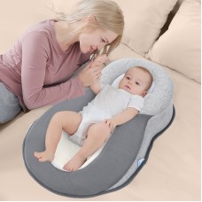 כרית הנקה מפנקת לתינוק מבד נושם לתמיכה מיטבית בגוף - צבע אפור