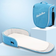 תיק מעוצב נפתח לעריסת תינוק פונקציונלי ושימושי לטיולים - צבע כחול