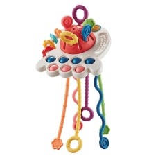צעצוע פאזל לחיץ ופונקציונלי לתינוק מעוצב בסגנון תמנון - צבע אדום