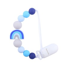 קליפס סיליקון מעוצב עם חרוזים לשמירה על מוצץ לתינוק - צבע כחול