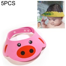 מארז 5 כובעי רחצה לתינוקות להגנה על הפנים בחפיפה - חזיר ורוד