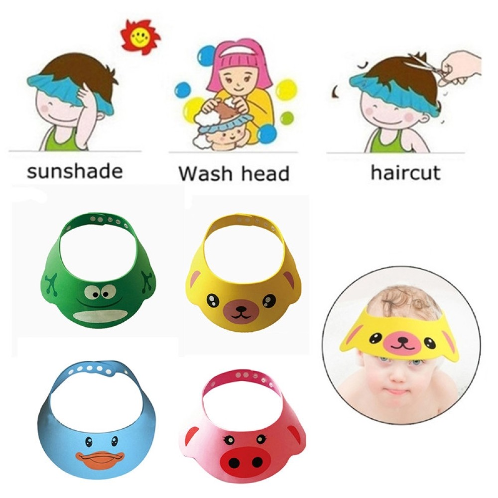 מארז 5 כובעי רחצה לתינוקות להגנה על הפנים בחפיפה - חזיר ורוד