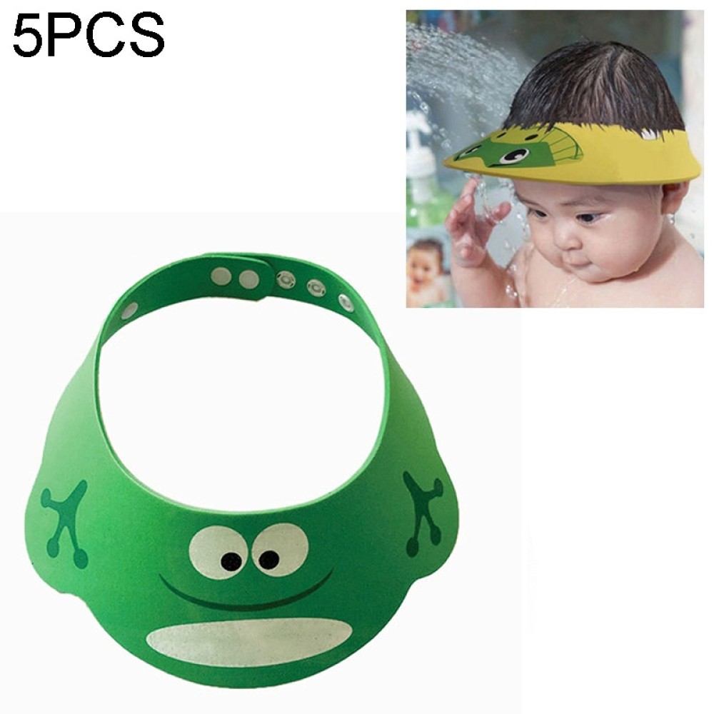 מארז 5 כובעי רחצה לתינוקות להגנה על הפנים בחפיפה - צפרדע ירוקה