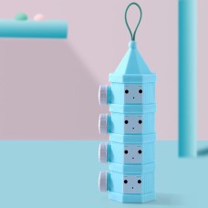 קופסאת אחסון מעוצבת עם 3 תאים לאחסון אבקת חלב - צבע כחול