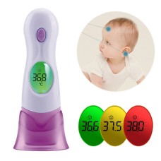 מדחום דיגיטלי למדידת חום לתינוקות דרך המצח או האוזניים מסך LCD - סגול