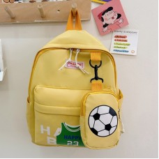 תיק גב מעוצב לבית ספר לילדים עם כדורגל - צהוב